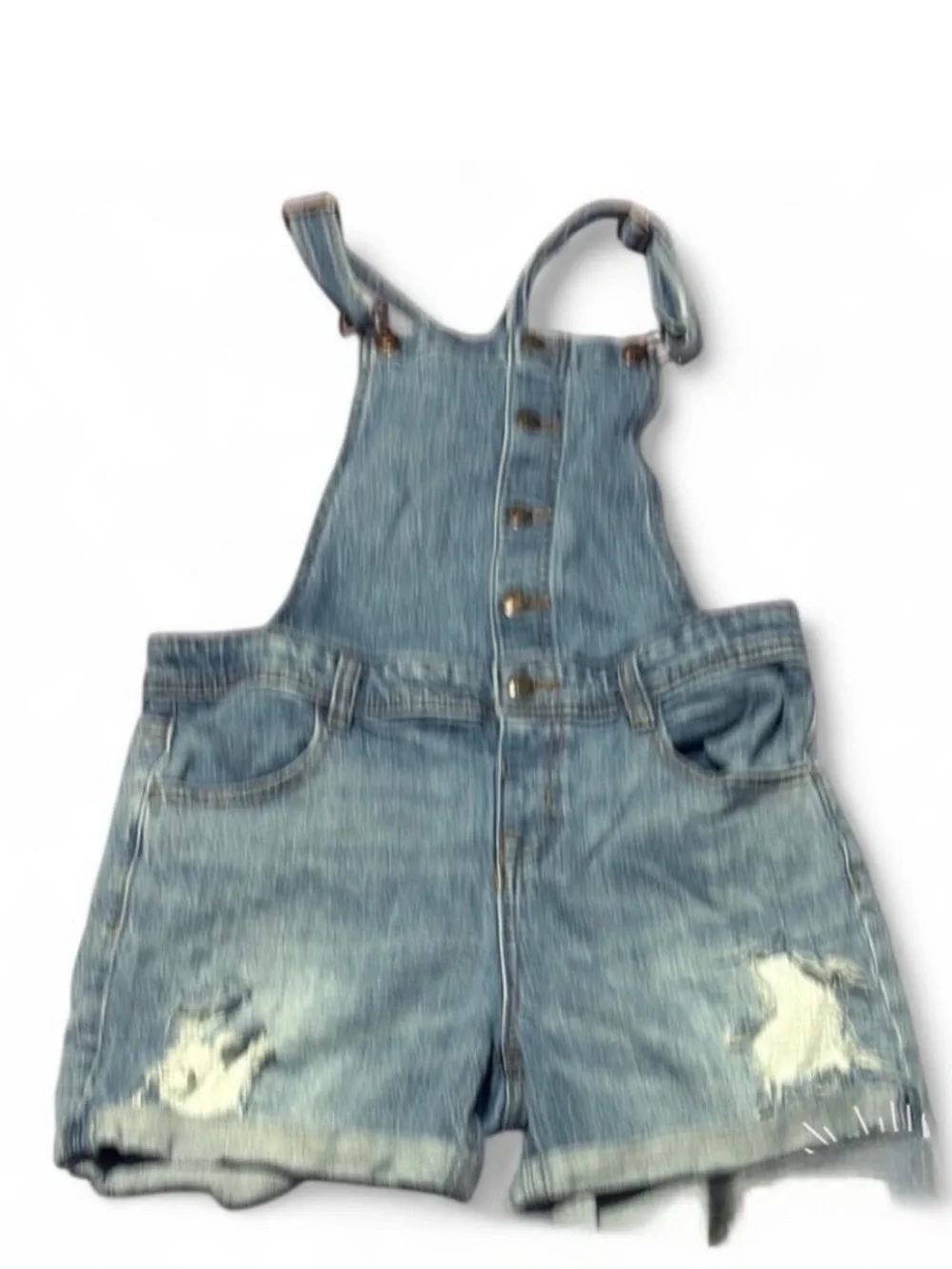 Cat & Jack Girls XL 14/16 Denim Shortalls Distressed Light Wash